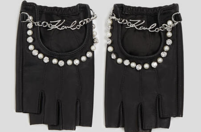Karl Lagerfeld Black Pearl Fingerless gloves