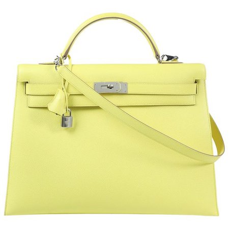 Hermes Kelly 40 Yellow Leather Handbag