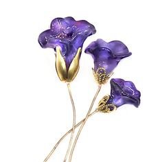 Lampwork Flower Focal Violet Swirl Headpins
