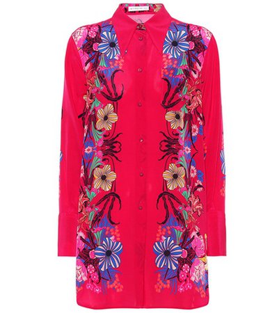 Floral silk tunic blouse