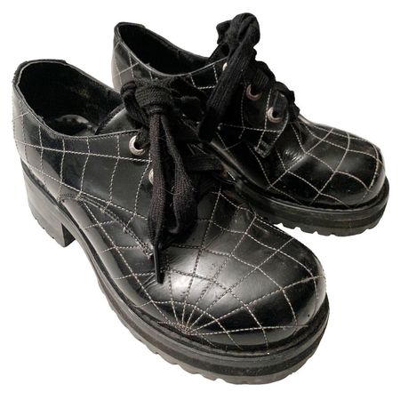 Black Spiderweb Oxford Loafers