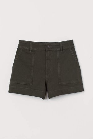 Cotton Twill Shorts - Green