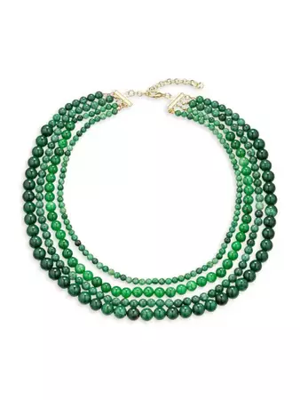 Eye Candy LA Goldtone & Green Agate Beaded Multi Strand Necklace on SALE | Saks OFF 5TH