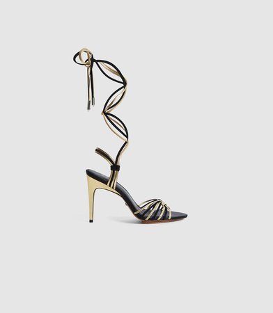 Cassidy Gold Strappy High Heeled Sandals – REISS