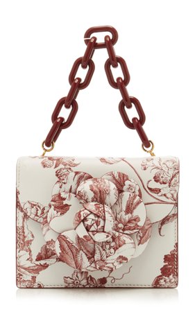 Floral-Detailed Tapestry-Print Leather Shoulder Bag by Oscar de la Renta | Moda Operandi