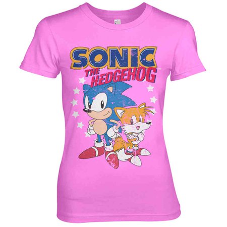 Sonic The Hedgehog Ladies Tshirt Sonic & Tails Pink | Attitude Europe