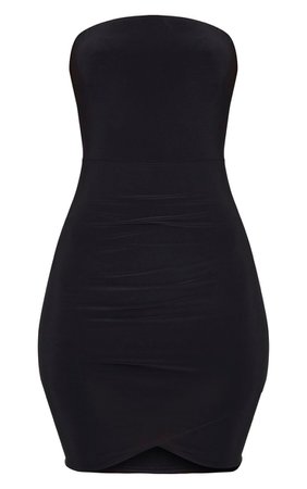 Black Bandeau Wrap Bodycon Dress | PrettyLittleThing USA