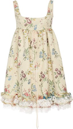 Lace-Trimmed Cotton And Silk-Blend Jacquard Mini Dress