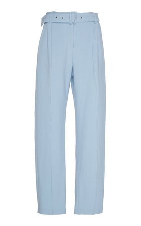 Sally LaPointe Wool Boucle Pintuck Belted Pant