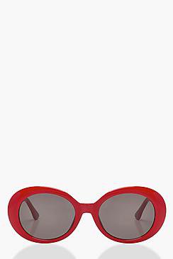 Lucy Oval Red Round Sunglasses
