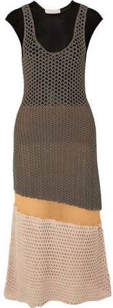 Crocheted Cotton-blend Midi Dress - Brown
