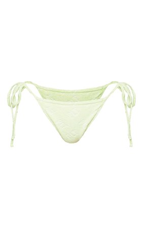 Prettylittlething Lime Embossed Towel Bikini Bottom | PrettyLittleThing CA