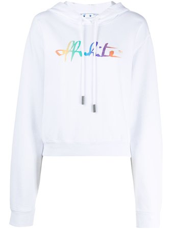 Off-White Rainbow logo print cropped hoodie