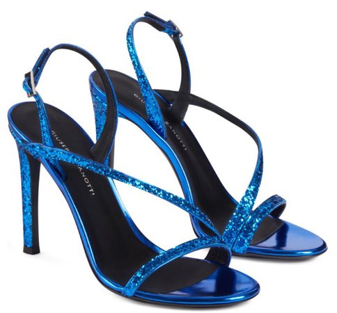 Blue Glitter Heeled Sandals