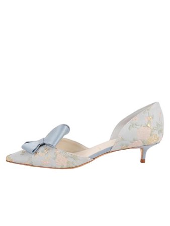 cream and pale blue lacy heel