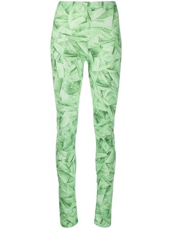 Green MM6 Maison Margiela graphic print fitted leggings - Farfetch