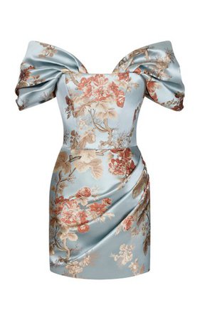 Floral Jacquard Corset Mini Dress With Voluminous Sleeves By Rasario | Moda Operandi