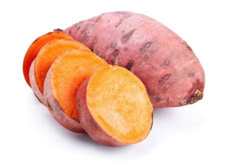 Sweet Potato With Slices Isolated On White Background Stock Photo, Picture And Royalty Free Image. Image 13127029.