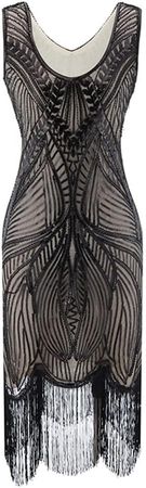 Amazon.com: JMKEY Women's 1920s Gates Sequin Art Deco Dress FCocktail Party Sequin Tassel Flapper Dress Evening Cocktail Prom Dress : Clothing, Shoes & Jewelry
