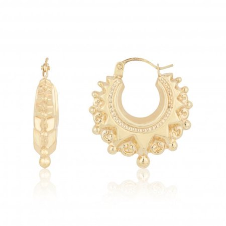 New 9ct Yellow Gold Traditional Style Creole Hoop Earrings - Jewellery from William May Jewellers UK