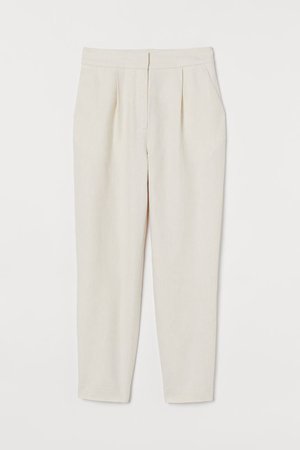 Linen-blend Slacks - Light beige - Ladies | H&M US