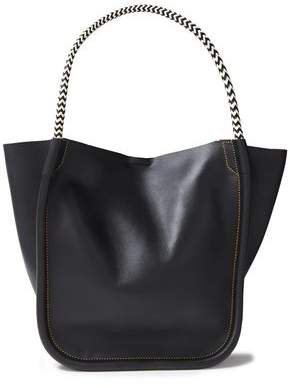 Braid-trimmed Leather Tote