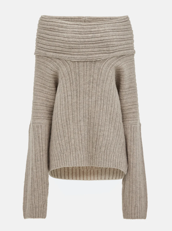 Source Unknown Becca Oversized High Roll Knit Pullover Sweater, Coconut