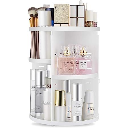 Amazon.com : Rotating Makeup Organizer, DIY 8 Adjustable Layers Spinning Skincare Organizer, Cosmetic Display Case with Brush Holder Perfume Tray, Multi-Function Storage Carousel for Vanity Bathroom Countertop : Beauty & Personal Care