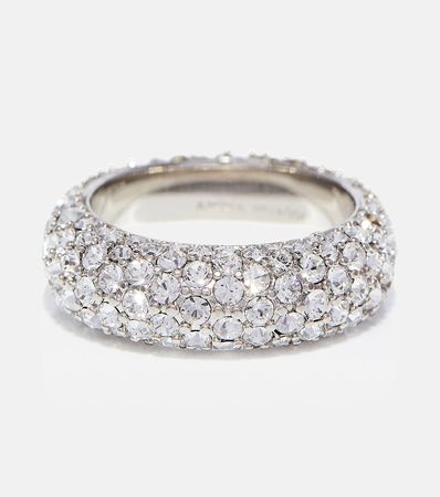 Cameron Crystal Embellished Ring in Silver - Amina Muaddi | Mytheresa