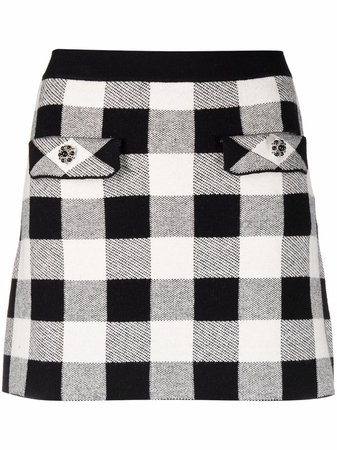 Shop Self-Portrait gingham-print skirt with Express Delivery - FARFETCH