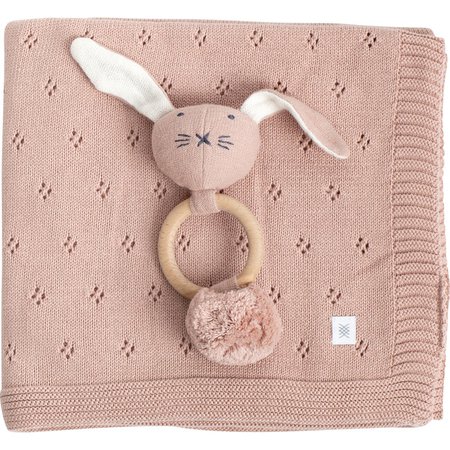 Organic Cotton Clover Knit Baby Gift Set, Berry - Zestt Organics Blankets & Quilts | Maisonette