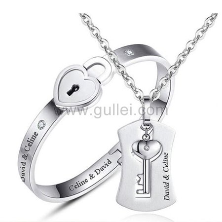 Personalized Lock and Key Jewelry Gift for Girlfriend Boyfriend