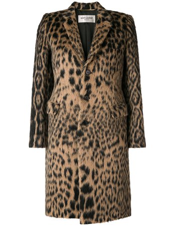 Saint Laurent, Leopard Jacquard single-breasted Coat