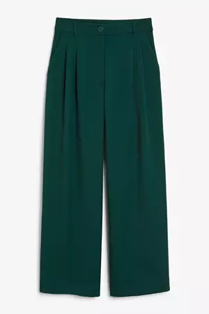 Dark green wide leg trousers - Taupe - Monki WW