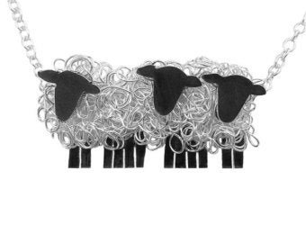 Handmade three sheep necklace sheep jewellery sheep gift | Etsy