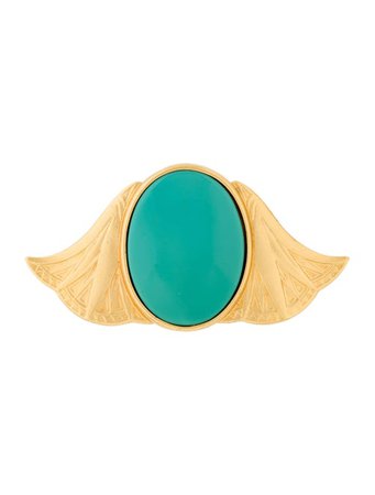 Ben-Amun gold teal 3inch egypt egyptian retro 60s Textured Brooch - Gold-Tone Metal Pin, Brooches - W8Z20948 | The RealReal