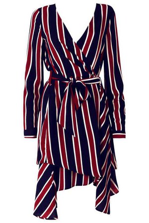Contrast Stripe Asymmetric Shift Dress | Boohoo