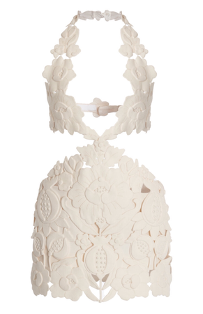 Valentino Garavani Embroidered Cutout Crepe Mini Halter Dress