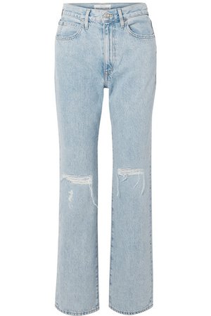 SLVRLAKE | London distressed high-rise straight-leg jeans | NET-A-PORTER.COM