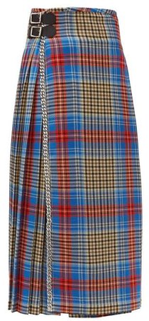Loverboy Pleated Wool Tartan Kilt Skirt - Womens - Beige Multi