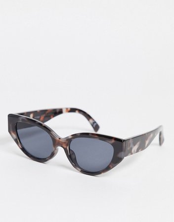 ASOS DESIGN recycled frame bevelled cat eye almond sunglasses in gray tort | ASOS