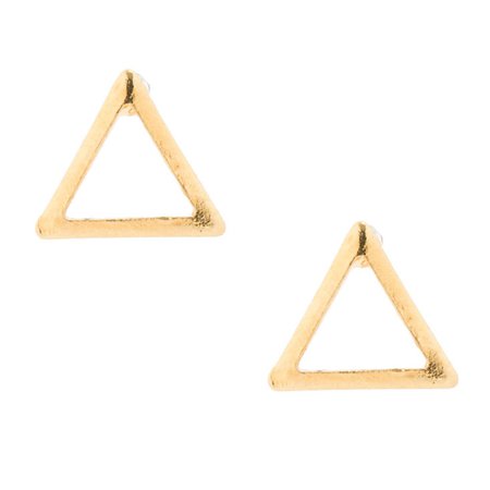 18kt Gold Plated Gold Open Triangle Stud Earrings | Claire's US
