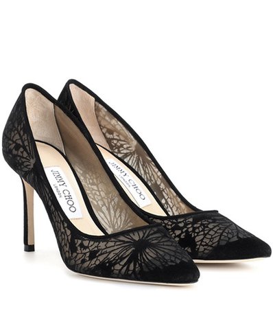 Romy 85 suede and mesh pumps