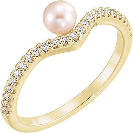 Crescent Moon Ring and Pearl | Wedding Bands & Co.
