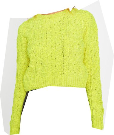 crop knitted sweater neon green
