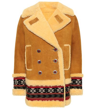 Shearling-lined suede coat