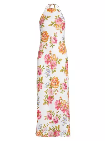 Shop Reformation Seila Floral Linen Halter Maxi Dress | Saks Fifth Avenue