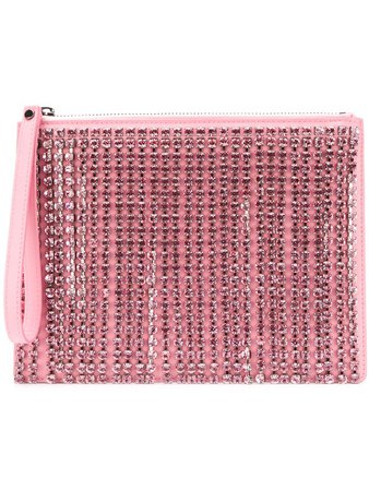 Christopher Kane crystal fringe patent clutch in pink | Farfetch