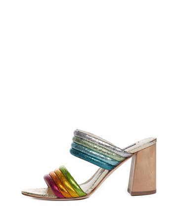 Alice + Olivia Lori Metallic Rainbow Slide Sandal | Neiman Marcus