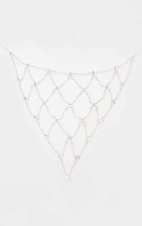 Silver Diamante Lattice Choker Necklace | PrettyLittleThing